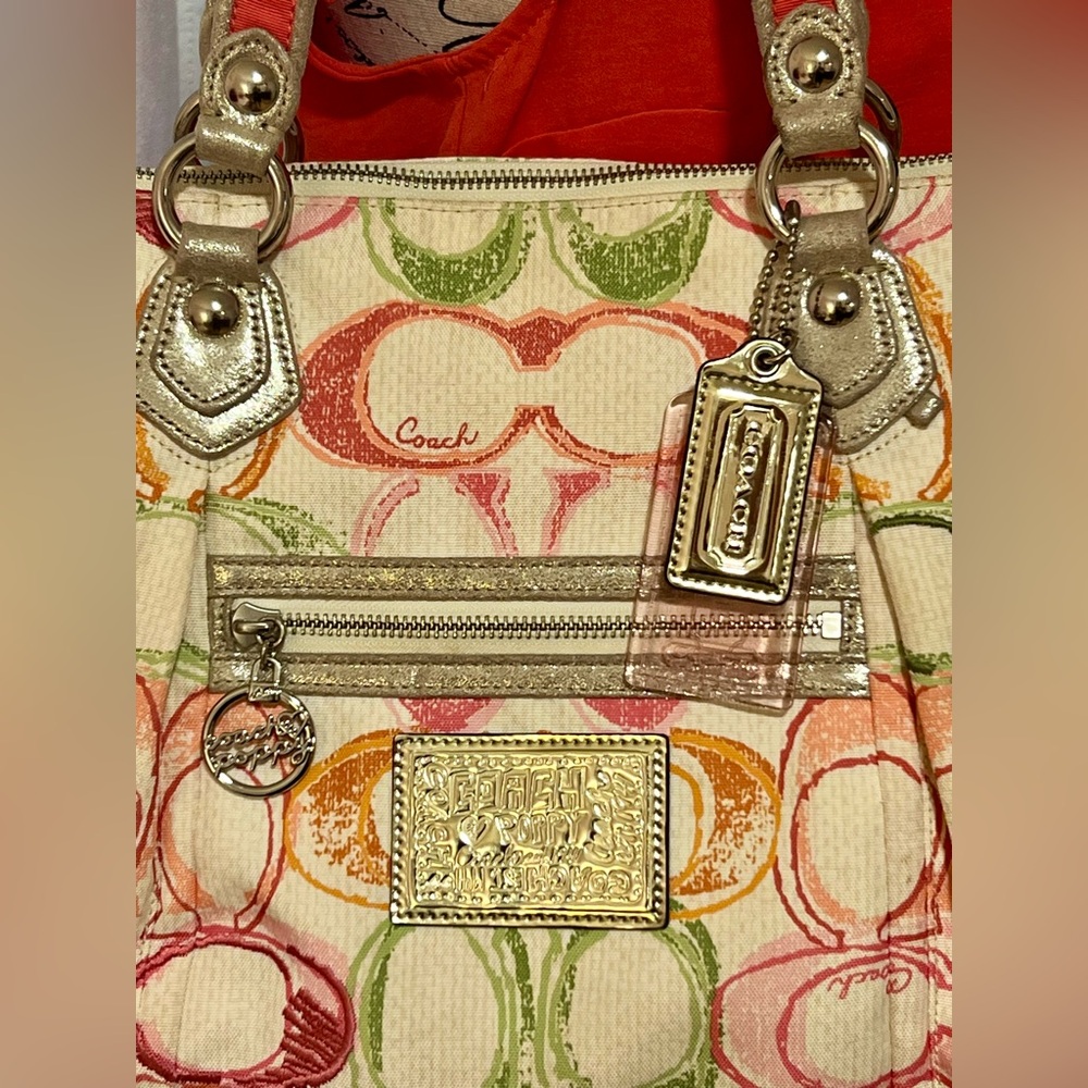 Rare Vintage Coach Poppy Multi Color Dream C Glam Bag and Wallet - Picture 3 of 14
